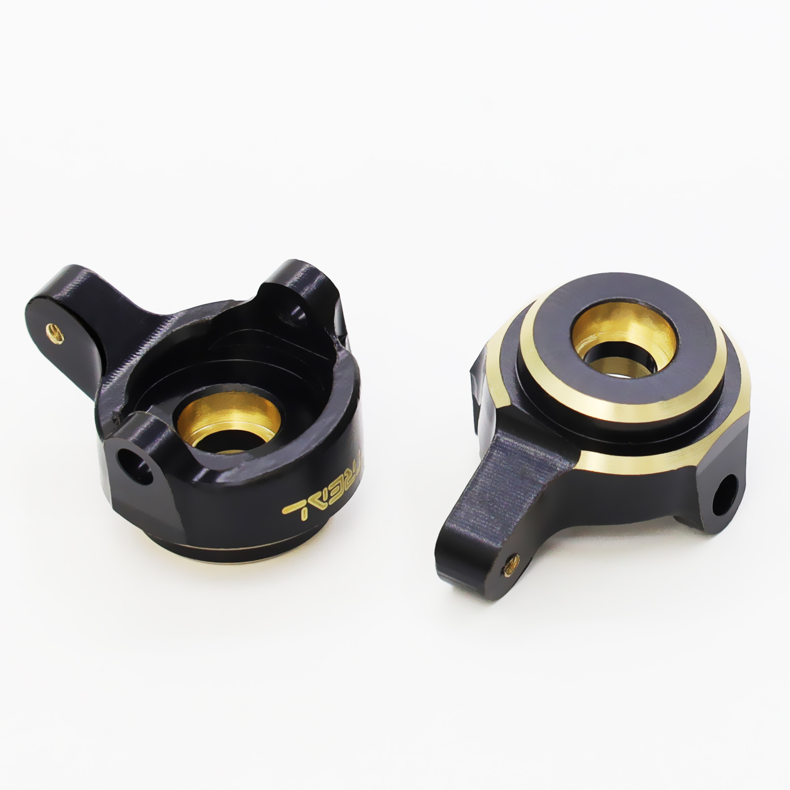 Treal Axial SCX24 Brass Front Steering Knuckles Black