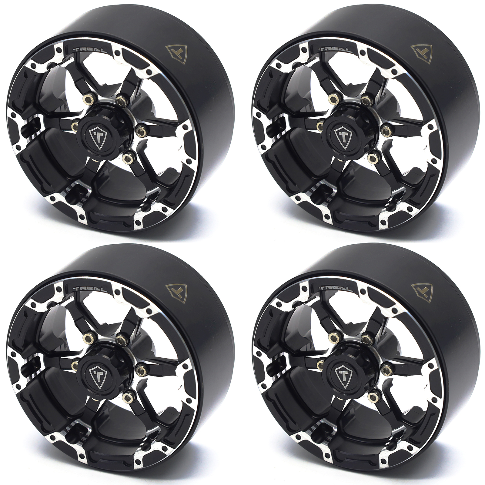 Silver-Black Alloy Crawler Wheels for 1:10 RC Scale Truck Treal 1.9 beadlock Wheels 4P-Set 