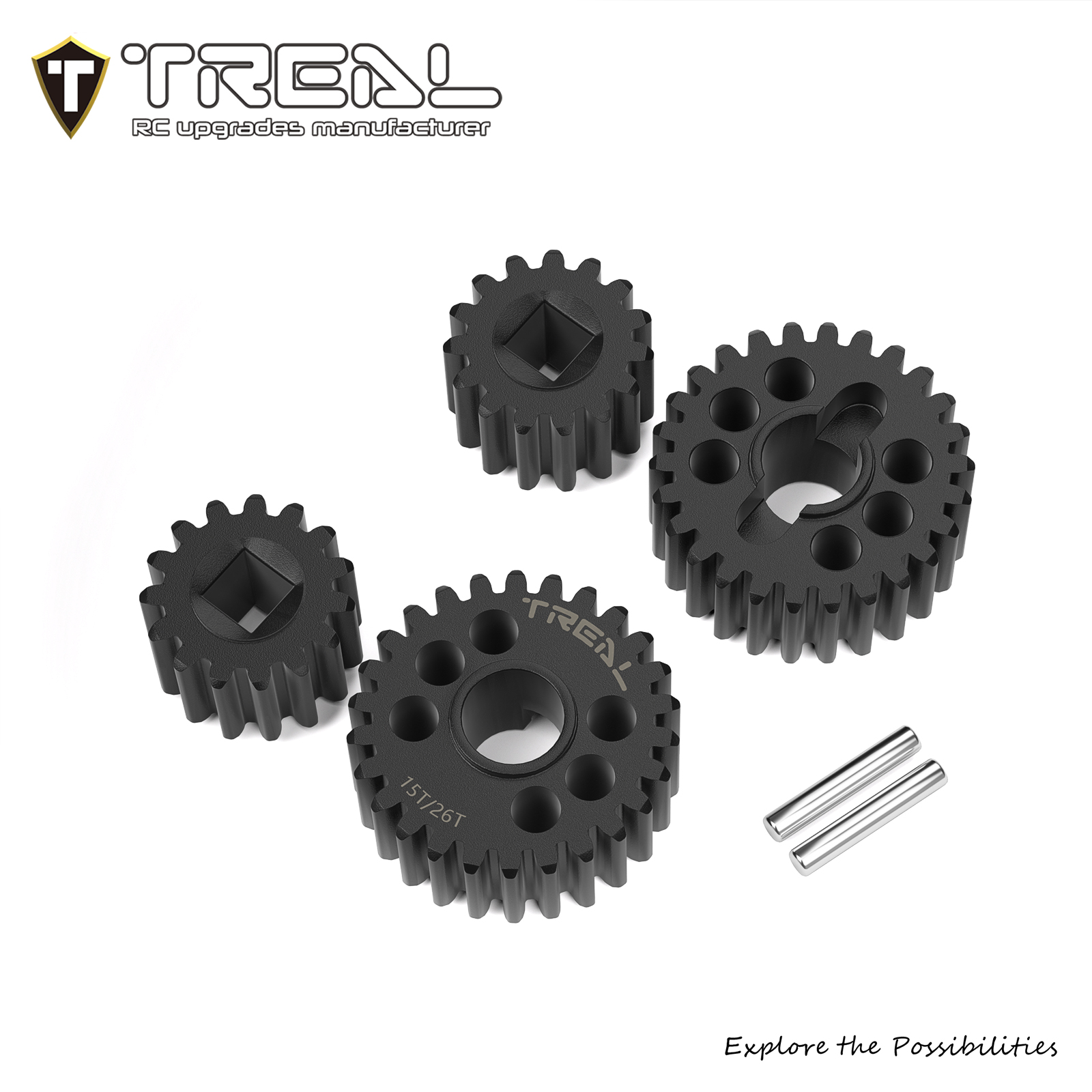 TREAL Harden Steel Overdrive OD Portal Gears Set (15T/26T) for