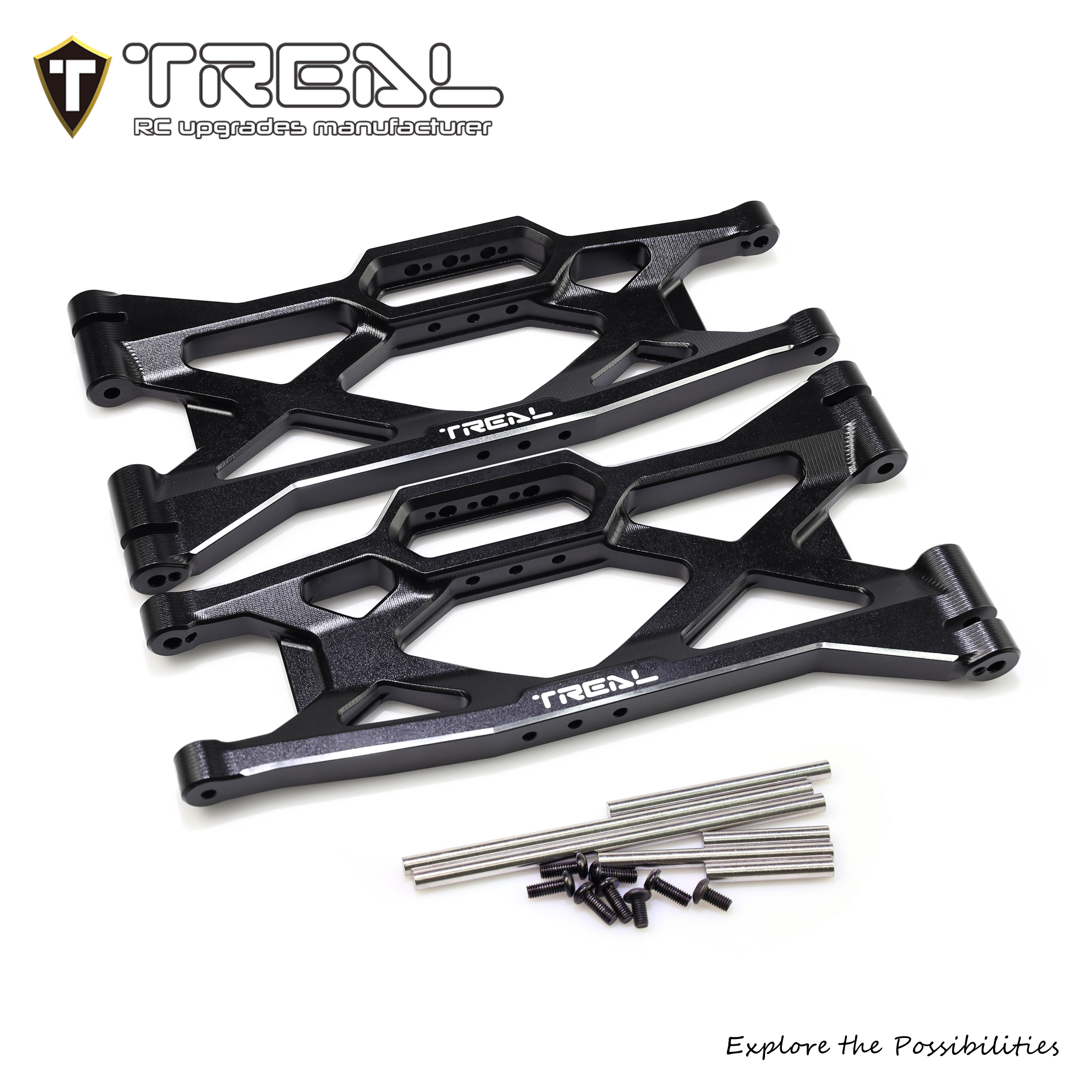 TREAL 7075 Aluminum Rear Lower Suspension A Arms for Traxxas 1:6